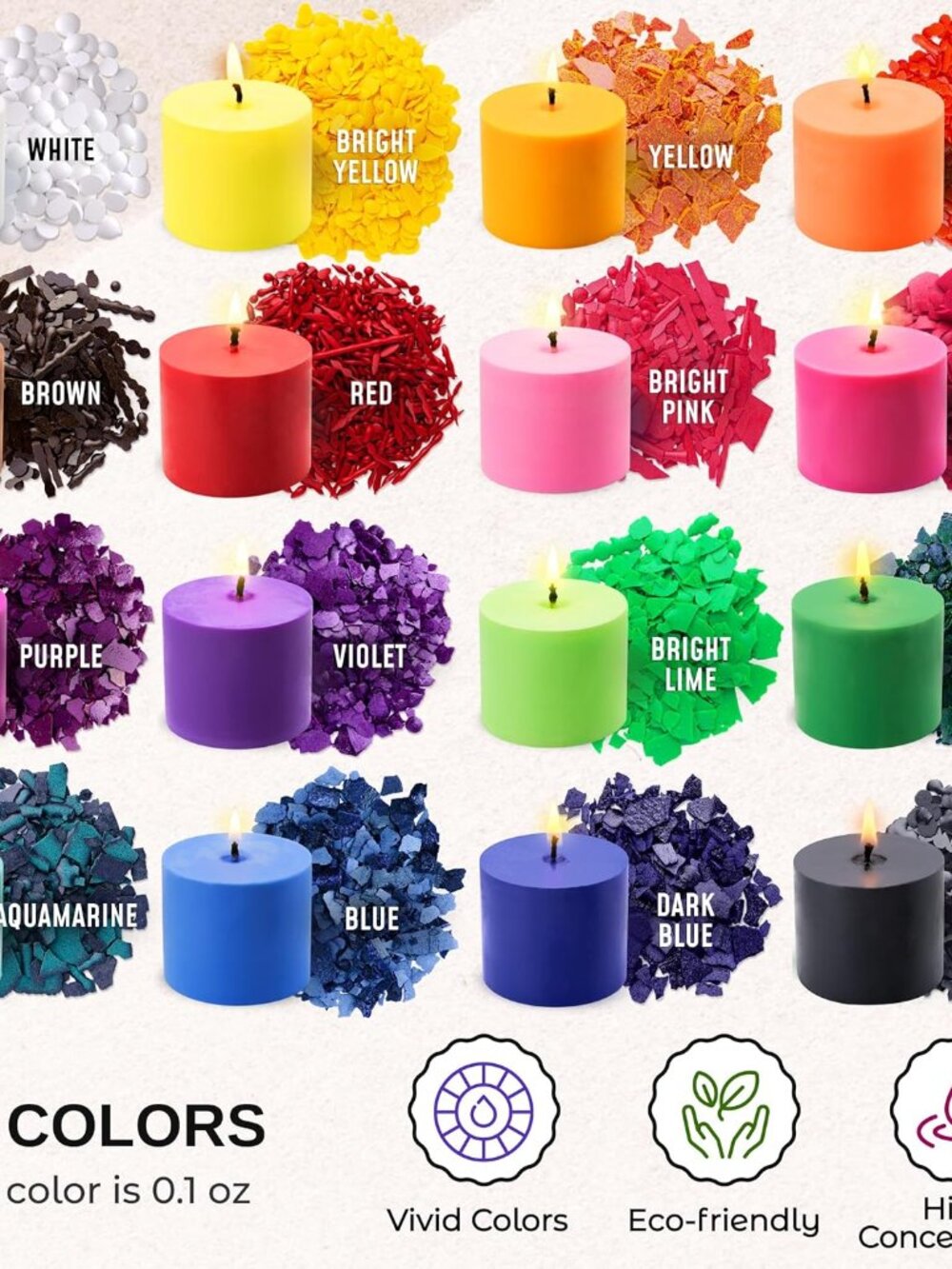 Candle Wax Dye for Soy Wax Candle Making - 16 Vivid Candle Dye Coloring Chips – - Picture 2 of 8